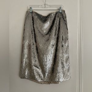 Jcrew / sequin pencil skirt / silver / 12 / NWT